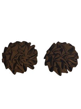 Vintage Set Musi Black Ribbon Flower Shoe Clips Puffs Ruffled 2.5" Estate